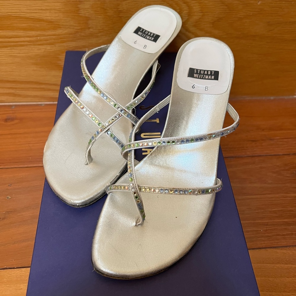 Stuart Weitzman White Nappa Crystal Heel!
